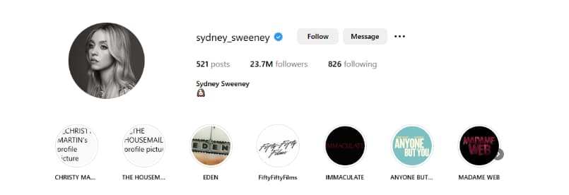 Sydney Sweeney’s Social Media Sydney Sweeney’s Social Media