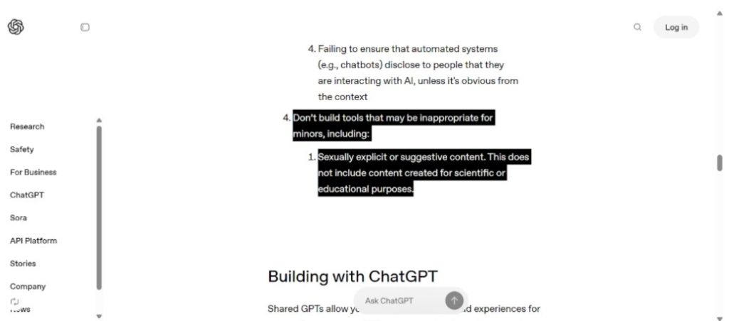 Policies of ChatGPT