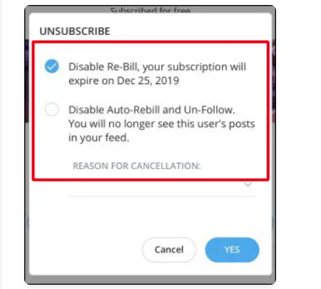 Confirm onlyfans unsubscribe option cancel OnlyFans Subscription