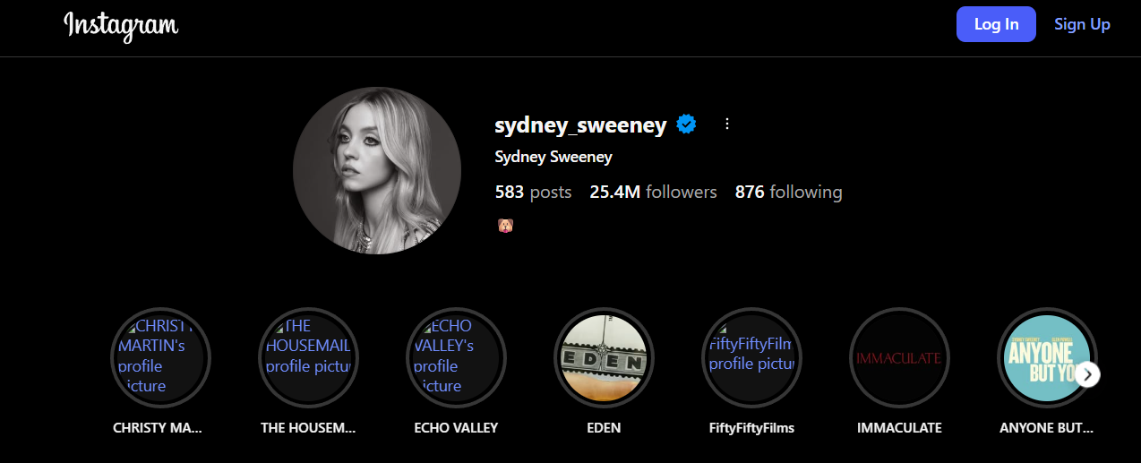 Sydney Sweeney’s Social Media