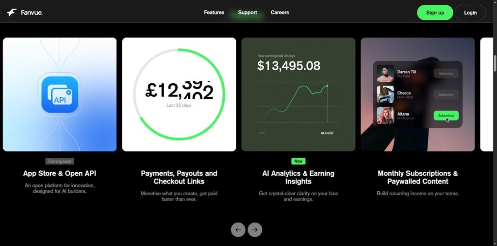 Features & Tools In Fanvue